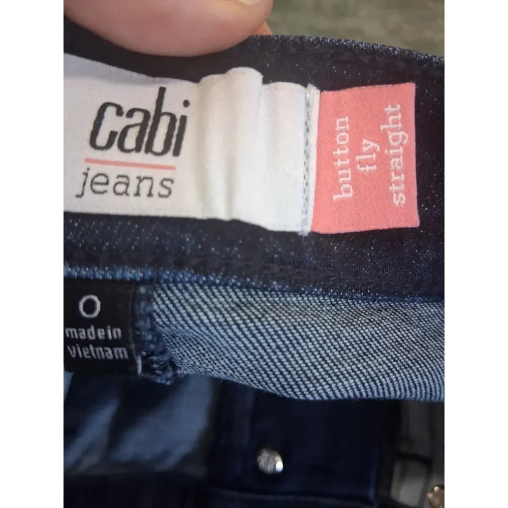 Cabi Dark Wash Exposed Button Fly Straight Denim Jeans Size 0 Retro Y2k Grunge - Picture 5 of 11